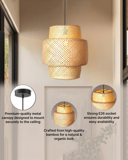Minimalist Bamboo Pendant Light for Balcony and Patio