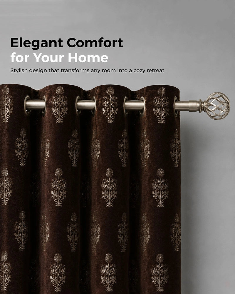 Decorative Velvet Door Curtain (Brown, 7 ft)