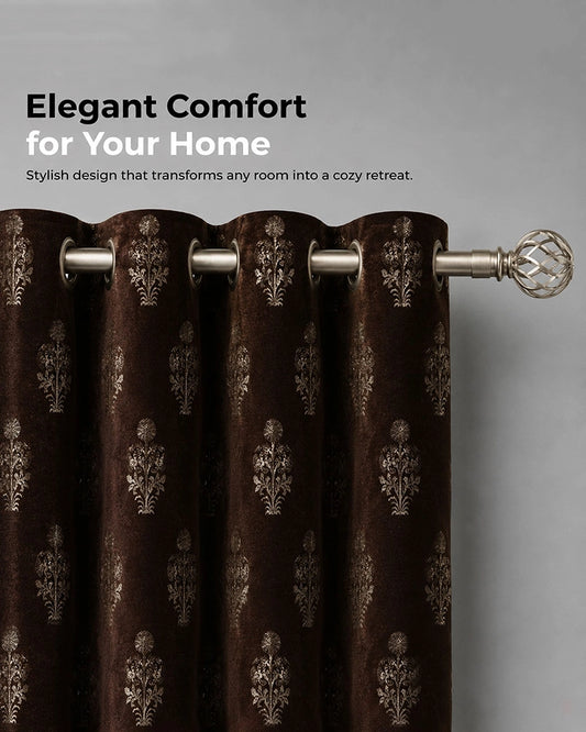 Decorative Velvet Door Curtain (Brown, 7 ft)