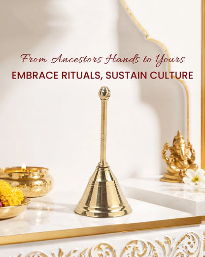 Brass Pooja Bell (Ghanti) for Mandir & Daily Worship Rituals