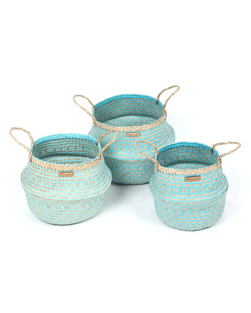 Set of 3 Rustic Belly Planter Basket for Boho-Inspired Interiors
