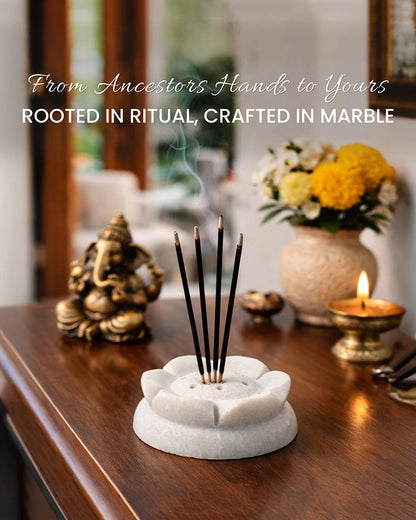 Marble Agarbatti Stand for Home Temple, Meditation, and Devotional Use