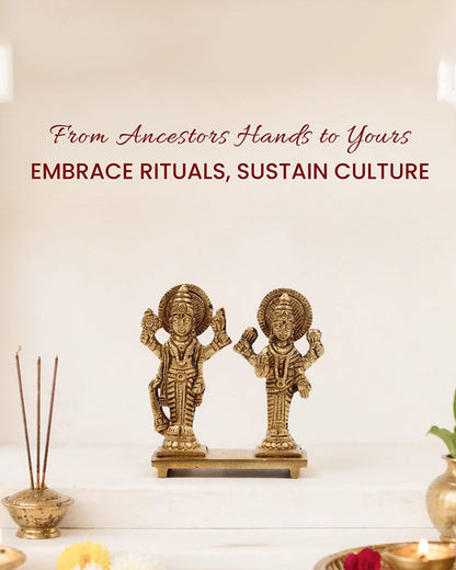 Brass Lakshmi Vishnu Standing Idol for Pooja & Home Décor