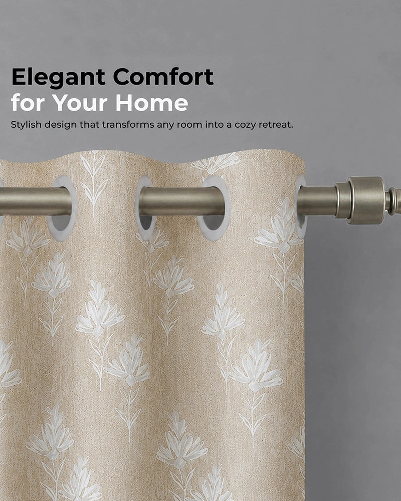 Modern Polyester Door Curtain with Eyelets (Cream, 7 ft)