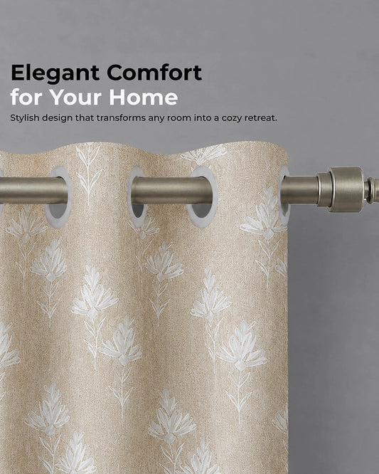 Modern Polyester Door Curtain with Eyelets (Cream, 7 ft)