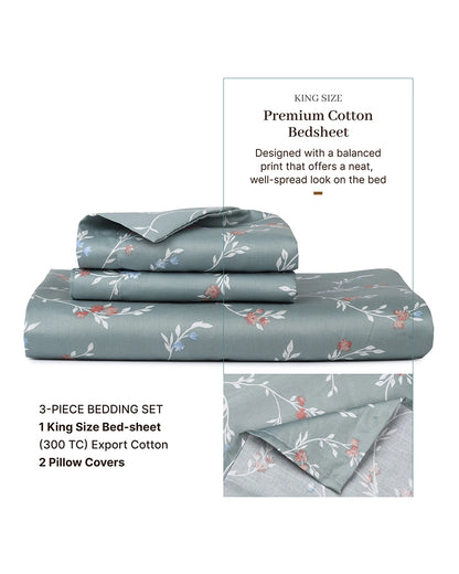 Gray Double Bed Sheet King Size Export Cotton Bedsheet 300 TC