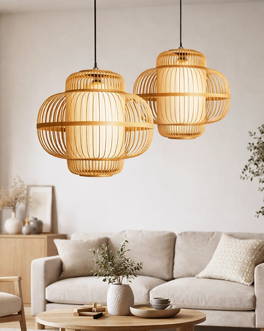 Elegant Bamboo Pendant Lamp for Dining Room and Lounge - Pack of 1