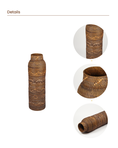 Handcrafted Natural Rattan Vase for Home and Office