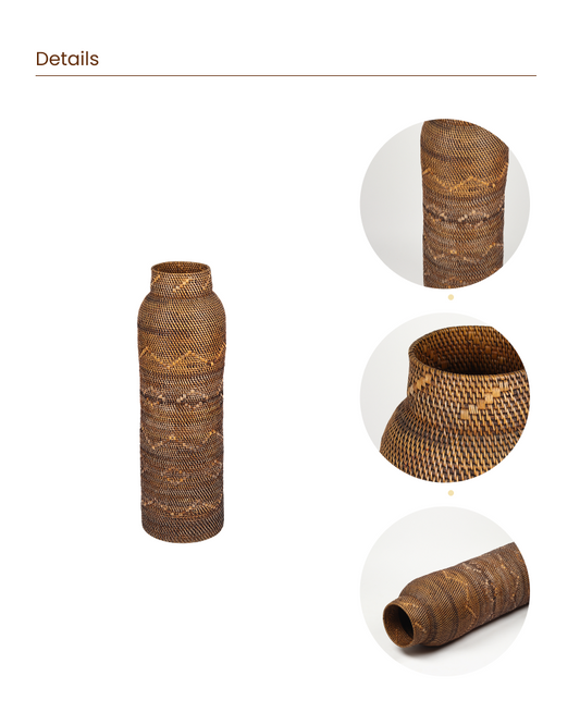 Handcrafted Natural Rattan Vase for Home and Office