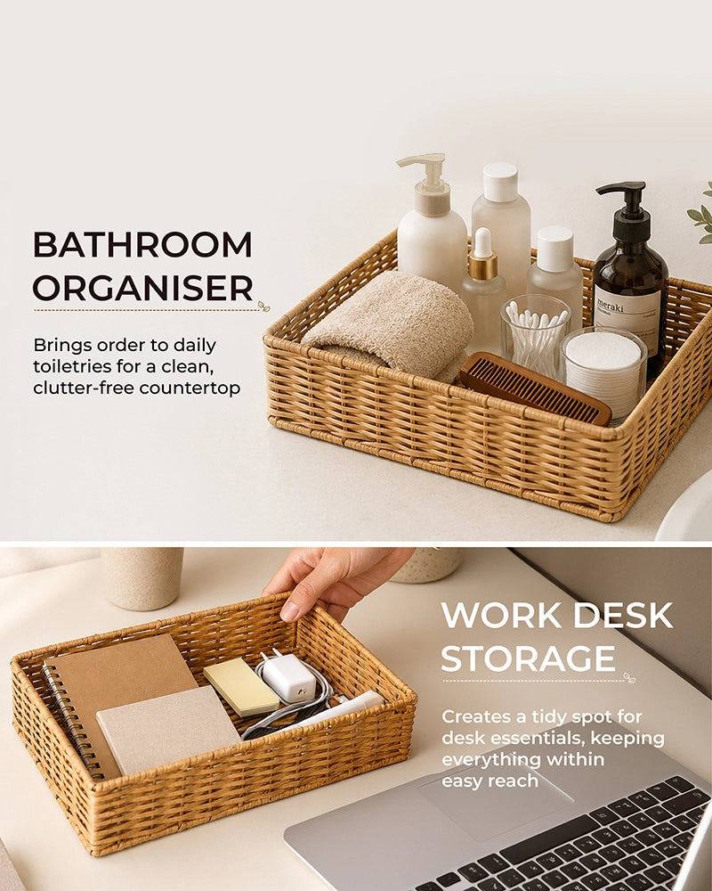Cane Storage Basket for Home, Wardrobe & Bathroom Storage