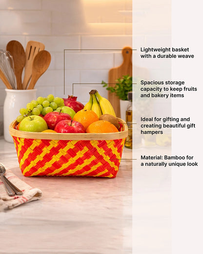 Natural Bamboo Basket for Organizing Fruits, Vegetables, and Home Accessories