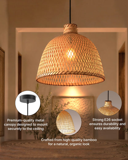 Natural Bamboo Hanging Lamp for Kids Room and Living Room