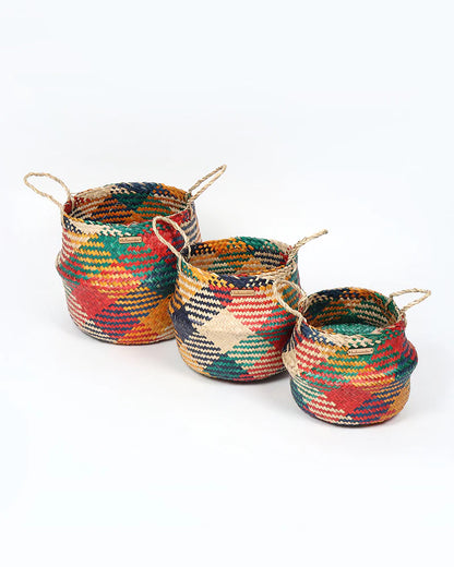 Set of 3 Belly Planter Basket for Indoor Greenery & Décor