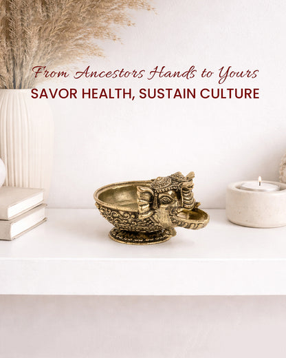 Handcrafted Ganesha Brass Oil Lamp for Aarti and Festive Worship