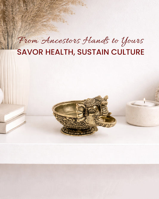 Handcrafted Ganesha Brass Oil Lamp for Aarti and Festive Worship
