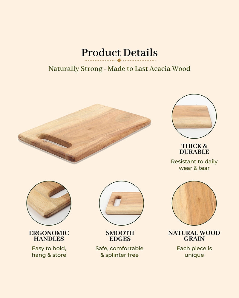 Wooden Chopping Board with Cut Out Handle for Kitchen Use