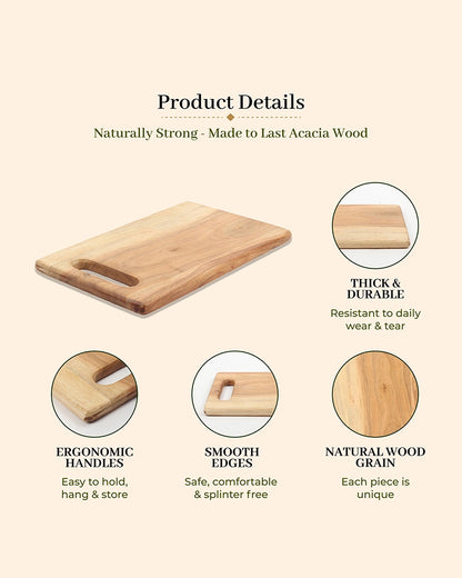 Wooden Chopping Board with Cut Out Handle for Kitchen Use