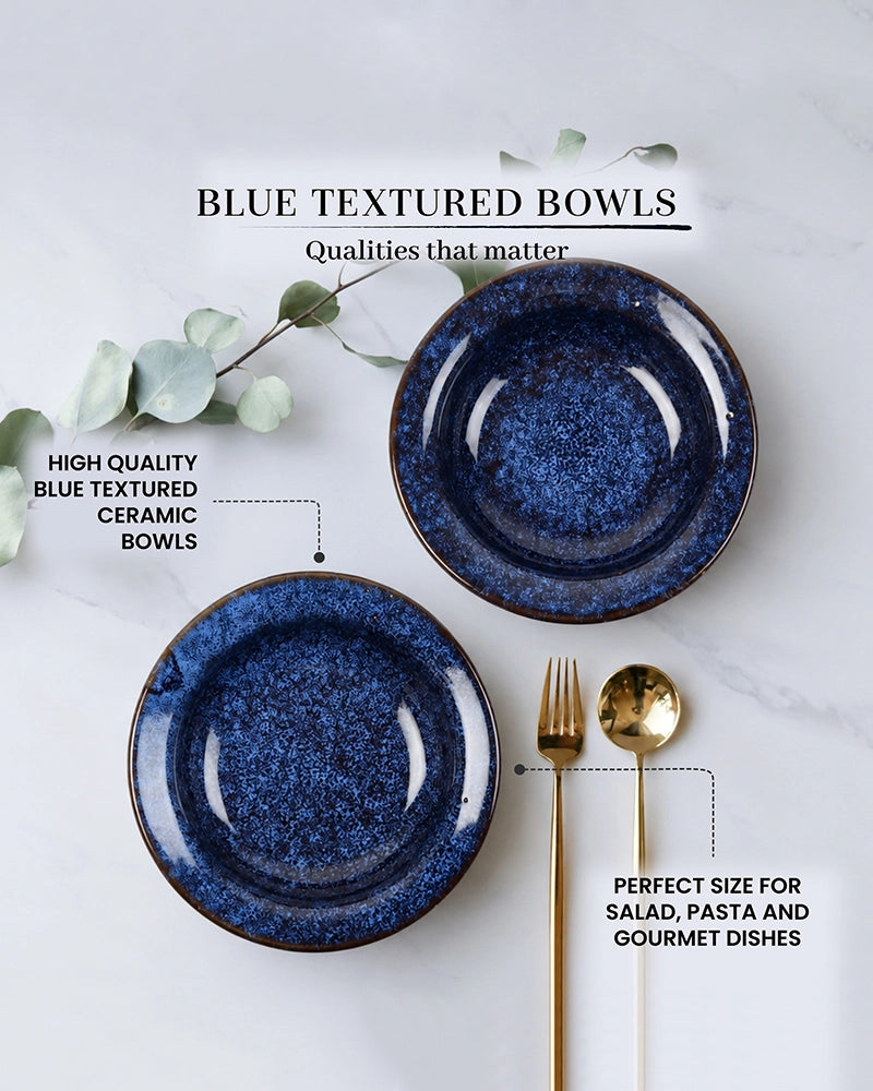 Handmade Ceramic Round Bowls for Serving Food and Desserts, Set of 2