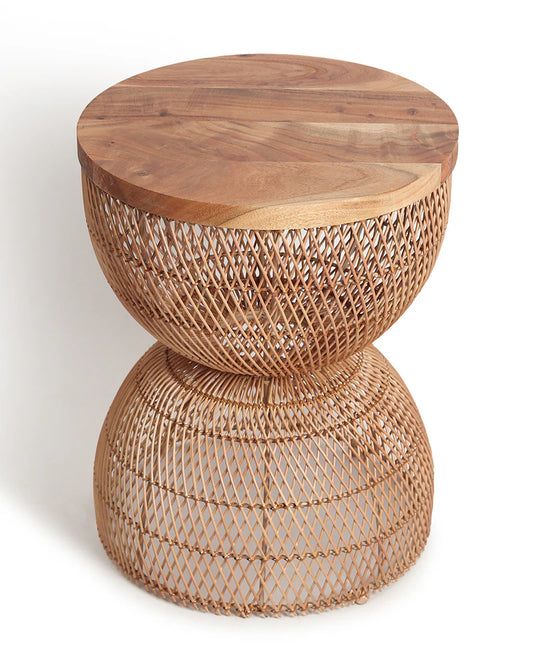 Brown Rattan Stool for Home Styling and Corner Display