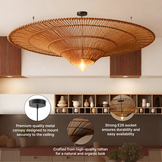 Handmade Bamboo Pendant Light for Balcony and Patio