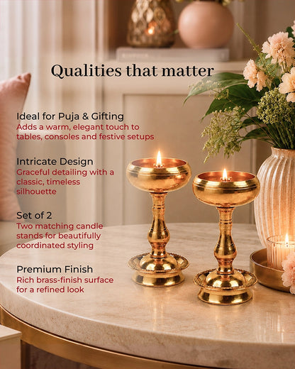 100 % Pure Brass Udupi Nanda Deepam Set for Pooja & Temple Décor