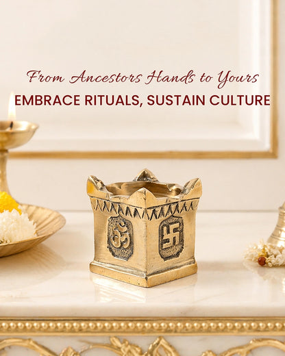Brass Swastik Tulsi Diya for Home Pooja & Diwali Home Decoration