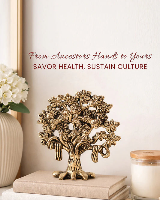 Pure Brass Kalpavriksha (Tree of Life) Idol for Home Temple & Pooja Room