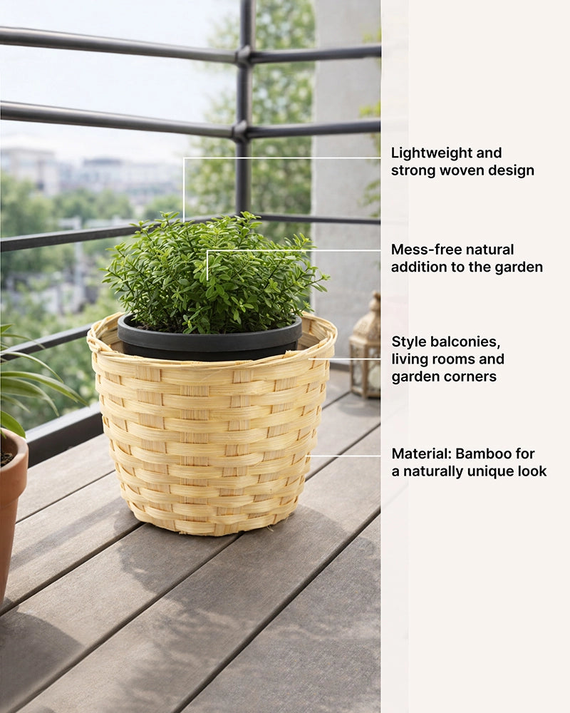 Handwoven Bamboo Planter Baskets for Indoor Plants (Set of 5)
