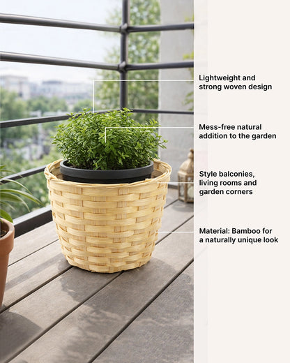 Handwoven Bamboo Planter Baskets for Indoor Plants (Set of 5)