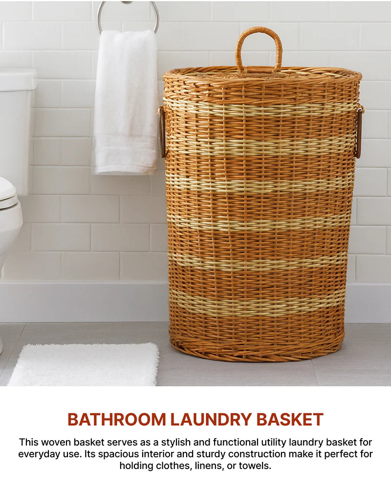 Wicker Laundry Basket for Clothes, Durable Clothes Storage Basket