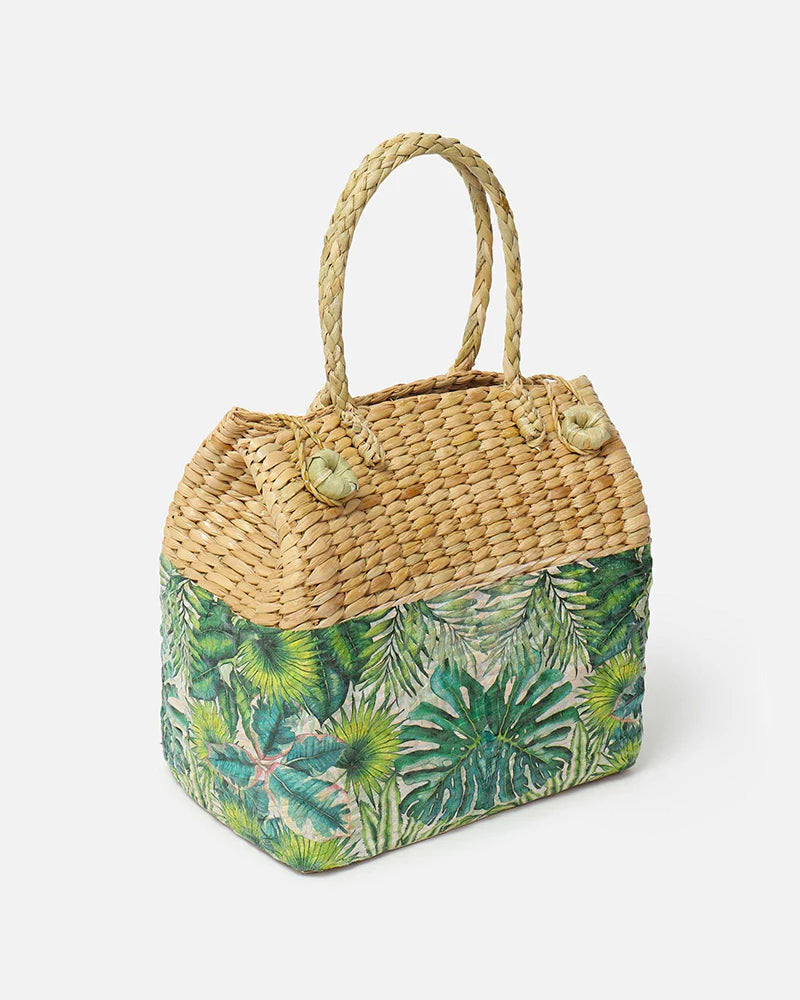 Seagrass Picnic Tote Basket Handmade for Lunch, Travel & Outdoor Fun