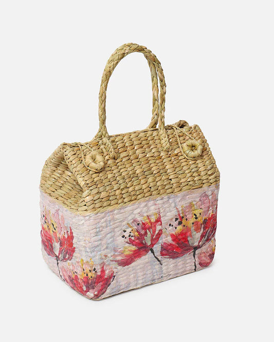 Natural Seagrass Outdoor Food Basket for Picnic, Travel & Meal Storage