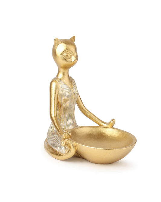 Polypropylene Yoga Cat Showpiece for Home Decor and Living Room
