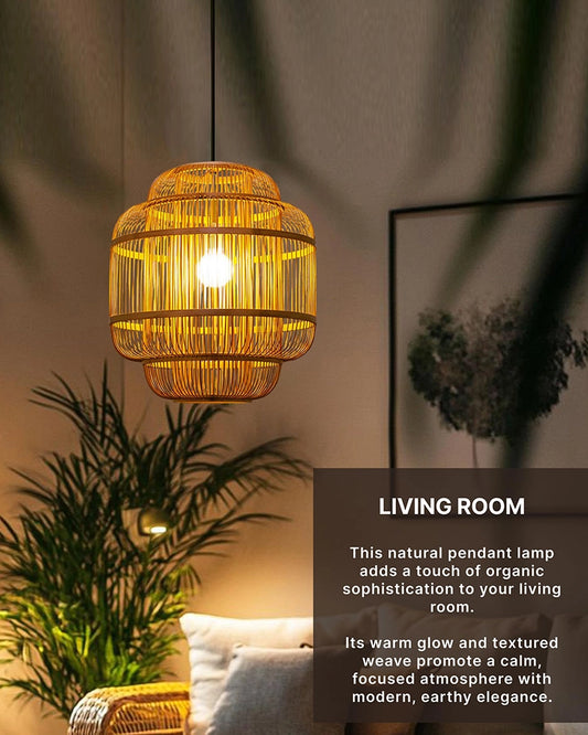 Natural Bamboo Pendant Light for Balcony and Hall