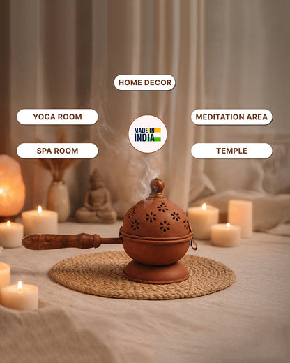 Aarti Metal Dhoop Dani for Pooja Essentials and Daily Worship