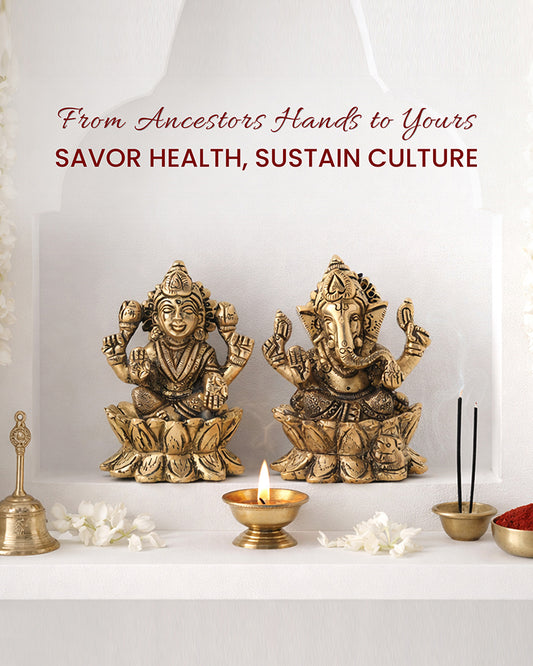 Pure Brass Laxmi Ganesh Idol Set for Home Temple and Decoration