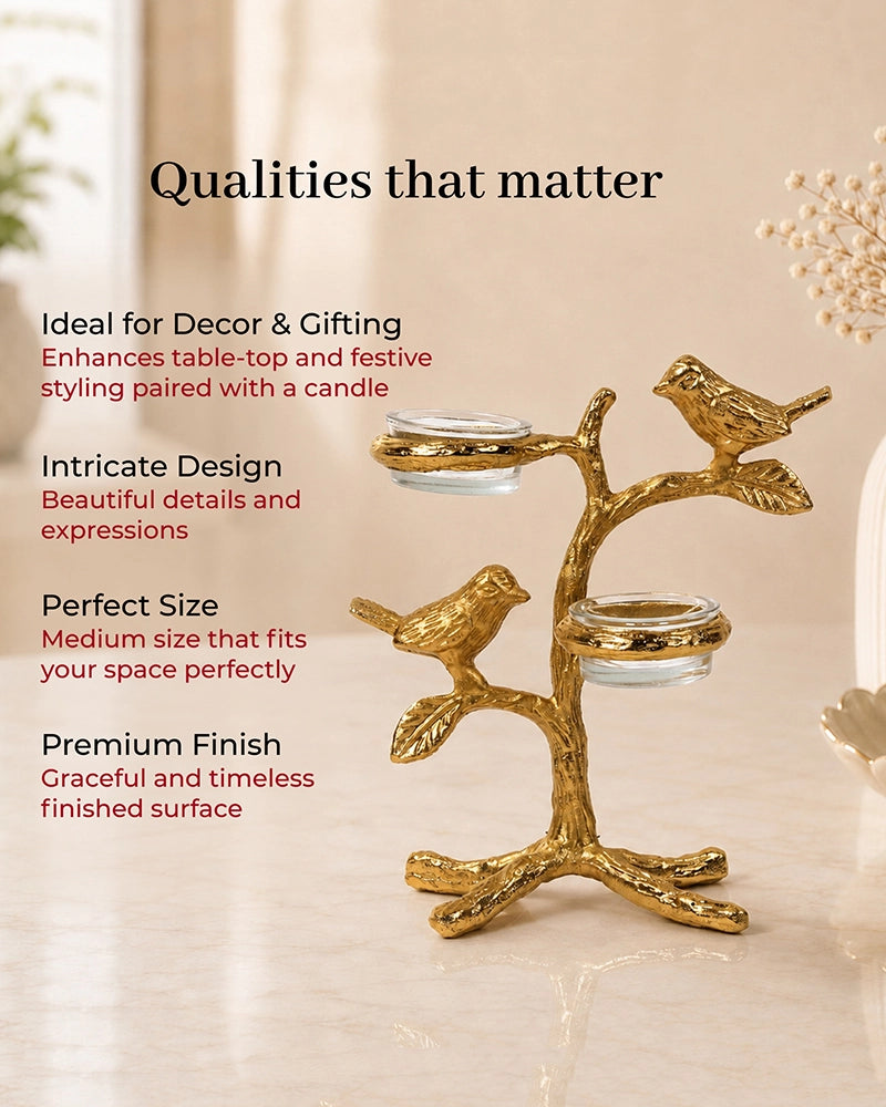 Romantic Love Birds Tree Candle Holder for Home Décor & Gifting