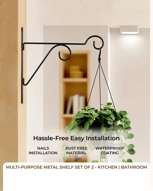 Wall Mounted Metal Brackets For Hanging Plants, Set of 2