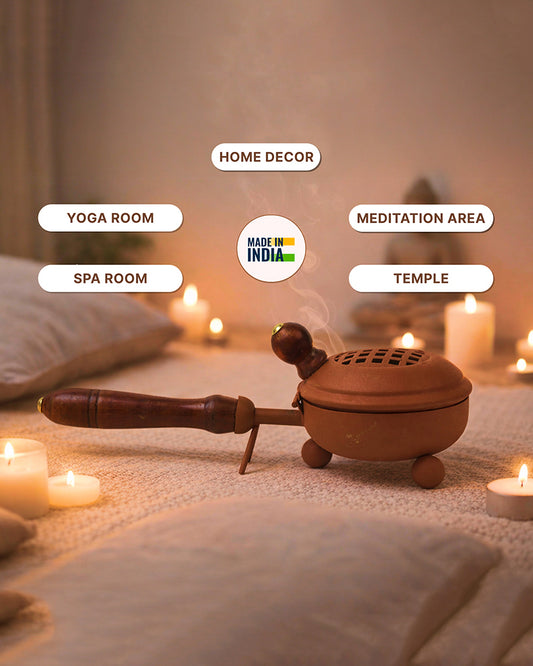 Handcrafted Metal Dhoopdani for Pooja Items and Religious Ceremonies