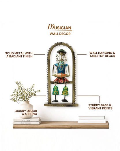 Handcrafted Hand-Painted Metal Folk Musician Home decor showpiece
