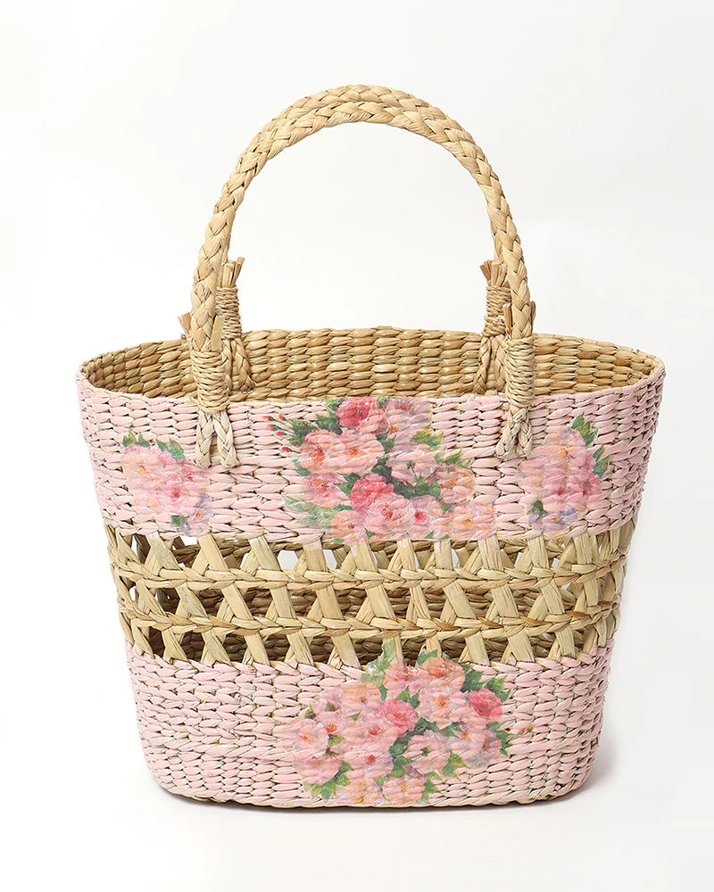 Natural Seagrass Market Basket & Tote Bag