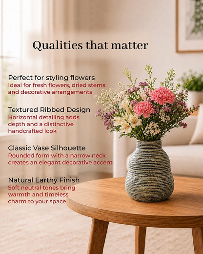 Premium Terracotta Decorative Vase with Textured Finish for Home Décor