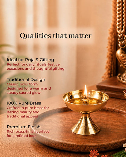 100 % Pure Brass Pooja Diya for Mandir