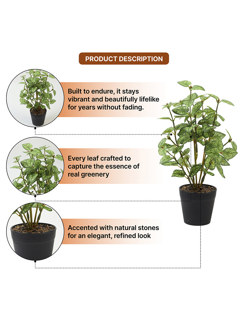 Lifelike Artificial Green Plant with Pot for Living Room and Table Decor