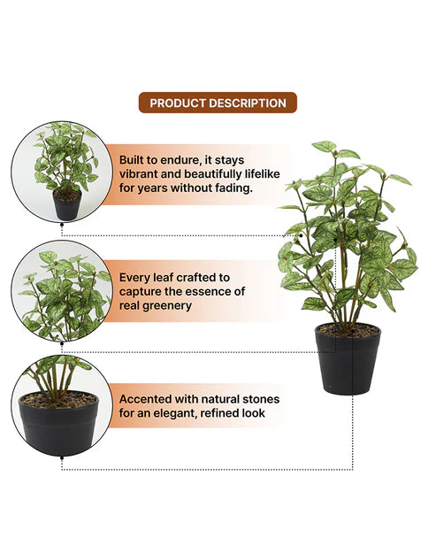 Lifelike Artificial Green Plant with Pot for Living Room and Table Decor