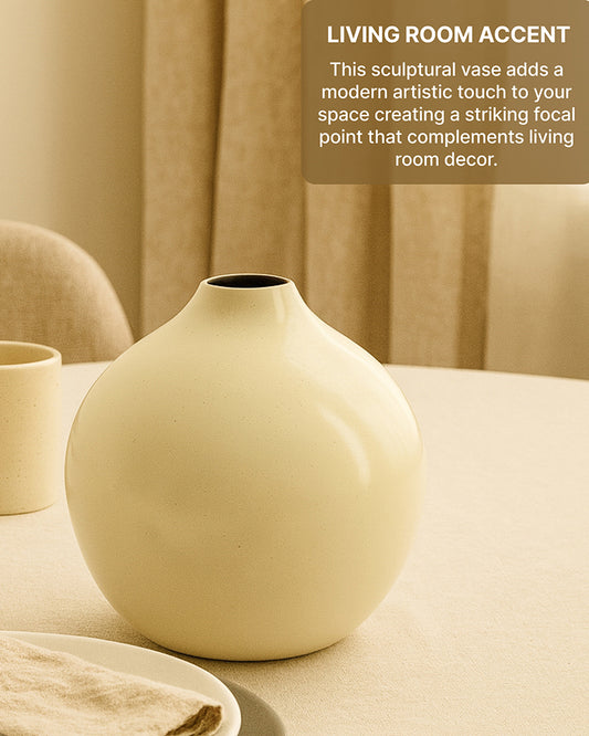 Decorative Metal Vase for Living Room Shelf Console and Table Centerpiece