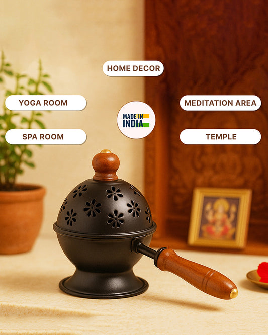 Metal Dhoop Dani Decorative Aarti Dhoop Burner for Home Puja and Meditation