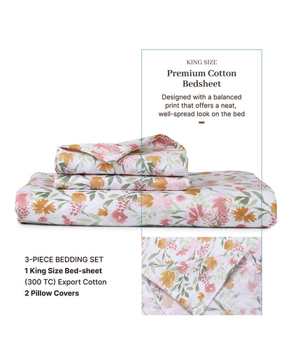 Multicolor Double Bedsheet Set King Size Export Cotton 300 TC