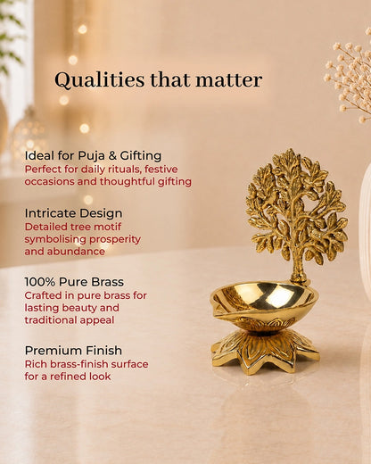 100% Pure Brass Kalpavriksha Deepak for Puja and Temple Décor