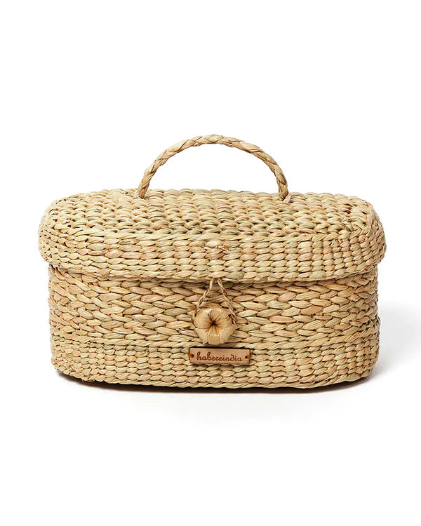 Handwoven Seagrass Tissue Box Holder for Bathroom, Bedroom, and Living Room
